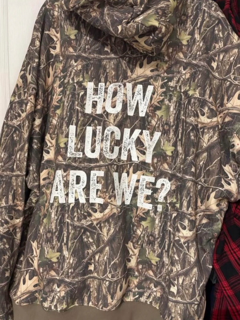 Boys Lie Women’s Camo Hoodie with White Graphic